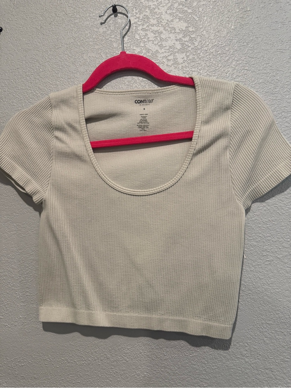 Cream Ribbed Scoop Neck Crop Top
